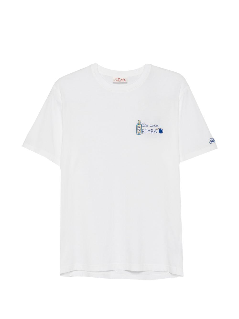 T-shirt in cotone organico con ricamo POT0001 04429L MC2 SAINT BARTH 