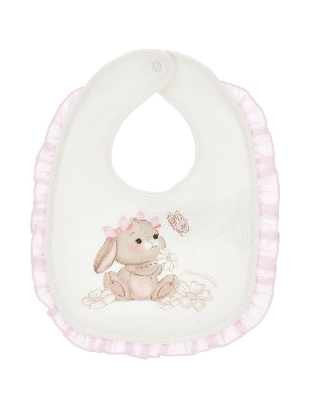 Bavaglio con stampa coniglietto e bordi rosa 35G0097000 0001 MONNALISA KIDS 