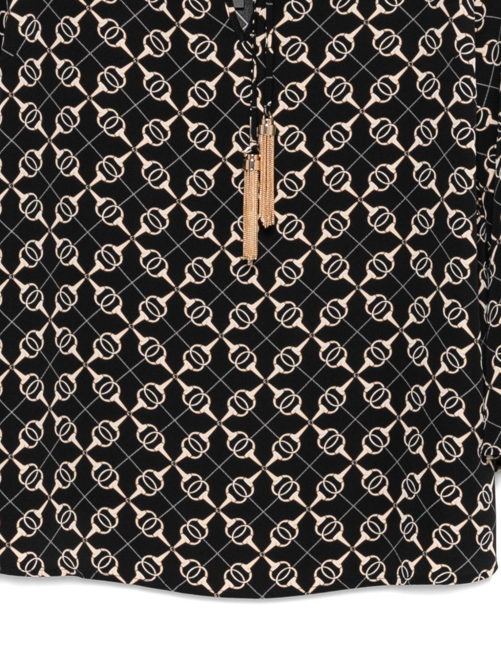 Camicia con Motivo Geometrico e Fiocco Frontale S00305 NERO BABYLON COLLECTION 
