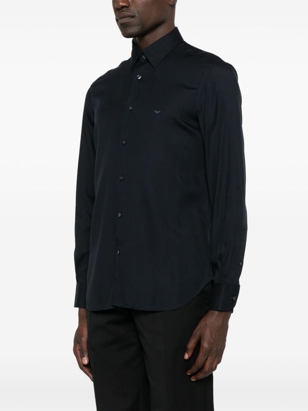 Camicia blu notte mini logo petto EM001537AF14214 UB118 EMPORIO ARMANI 