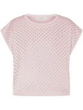 Pink crop T-shirt with rhinestones