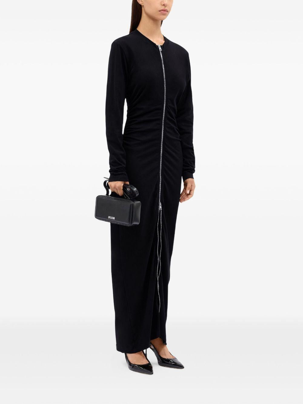 Abito nero lungo con zip frontale 3941MDA82257798 99 MSGM 