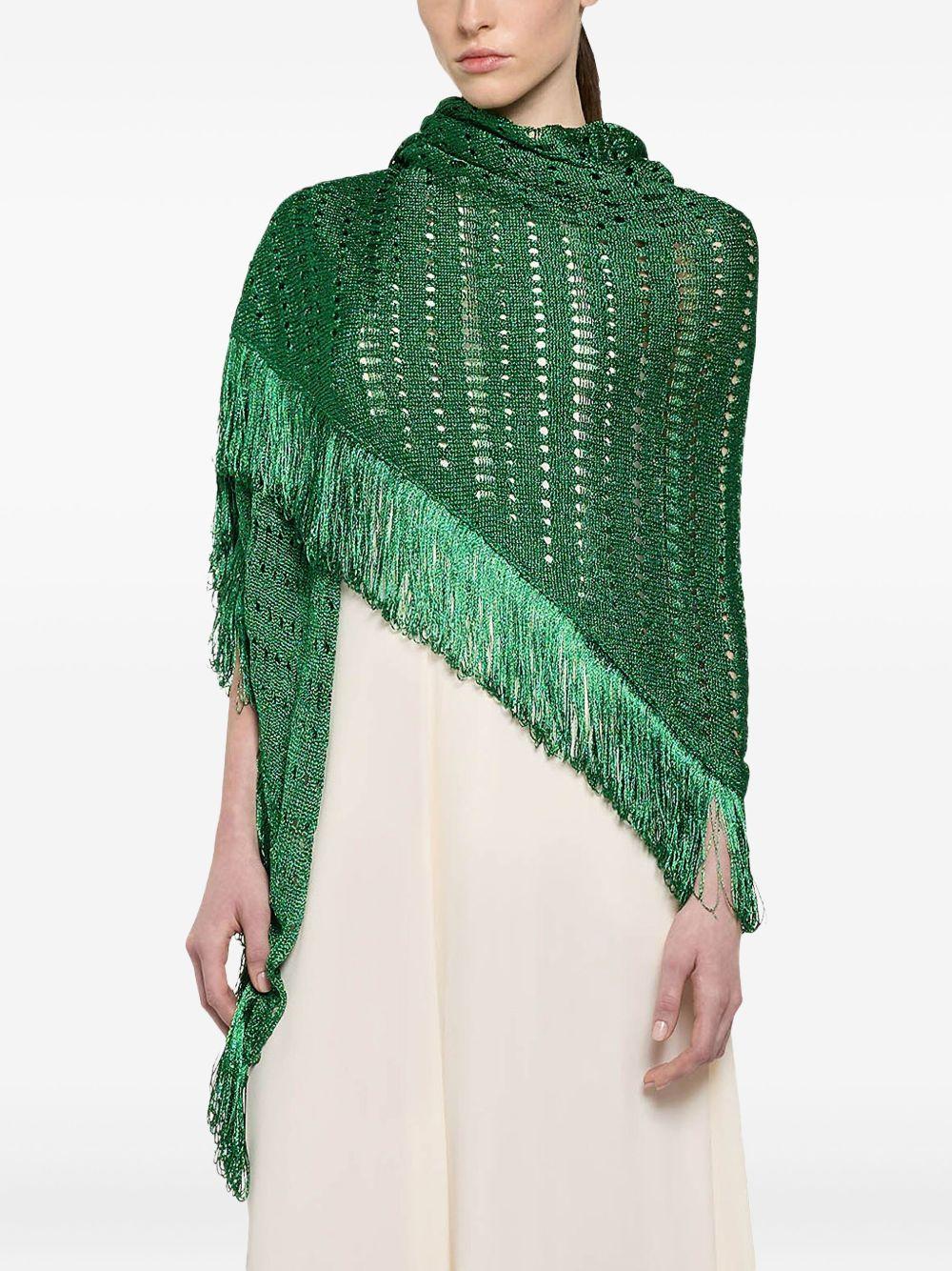 Scialle verde in lurex maxi frange P25CPSLO0401 V0723 SIMONA CORSELLINI 