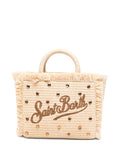 Borsa tote in paglia con cristalli