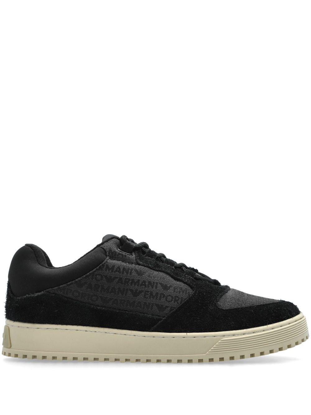 Sneakers nere in tessuto jacquared logo lettering