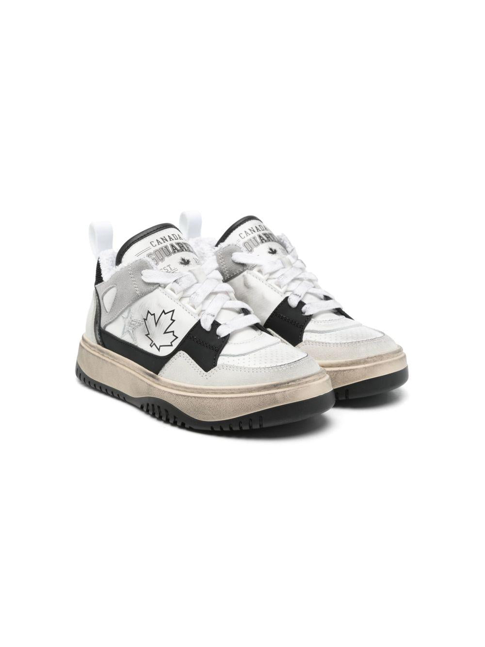 Sneakers inserti tricolor con foglia laterale