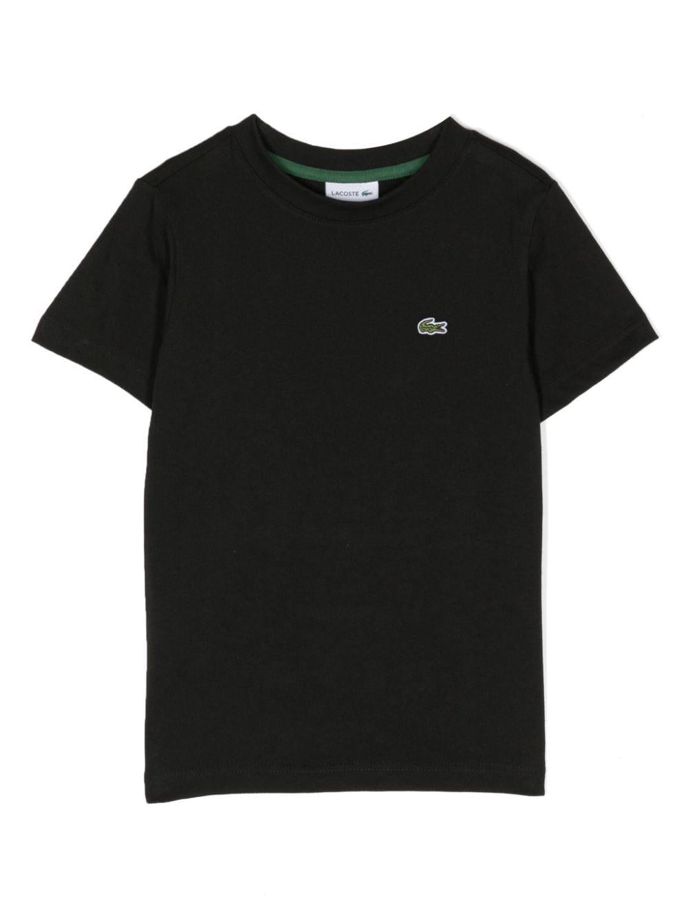 T-shirt nera logo ricamo TJ1122 031 LACOSTE KIDS 
