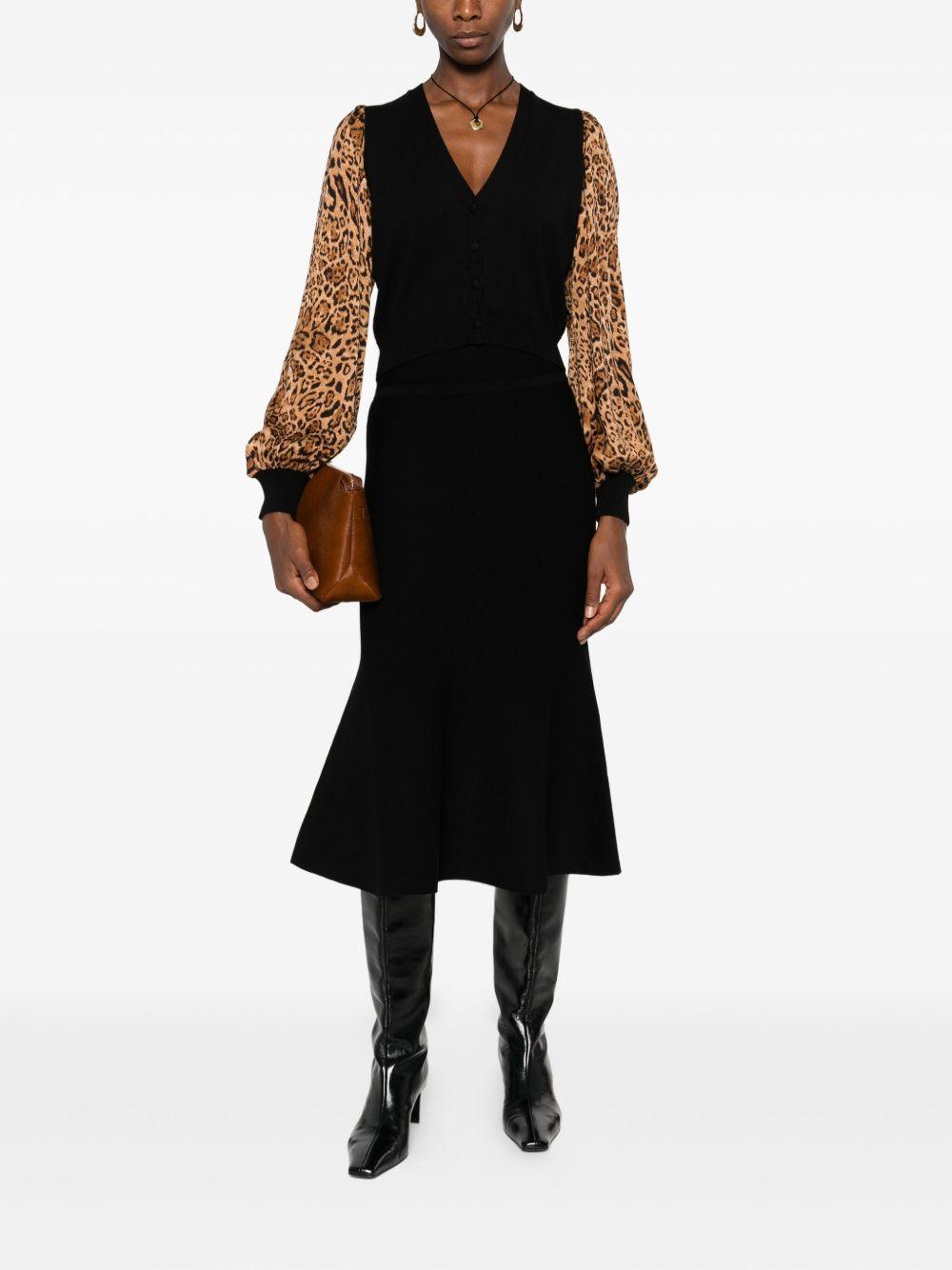 Cardigan Nero con Stampa Leopardata 252TP3151 12754 TWINSET 