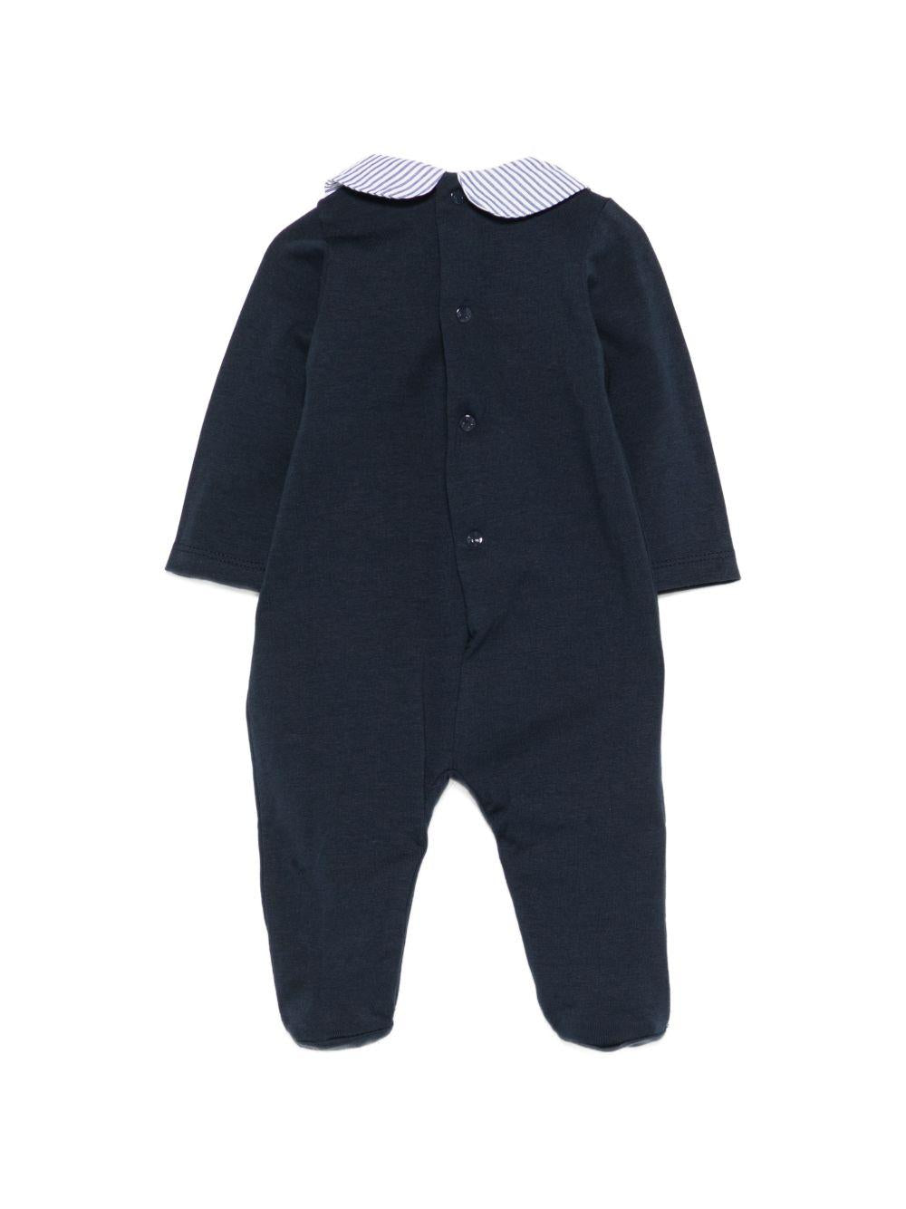 Tutina in cotone con colletto a righe E26126 BLU NANAN KIDS 