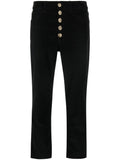 Pantaloni Crop Straight con Dettagli Oro