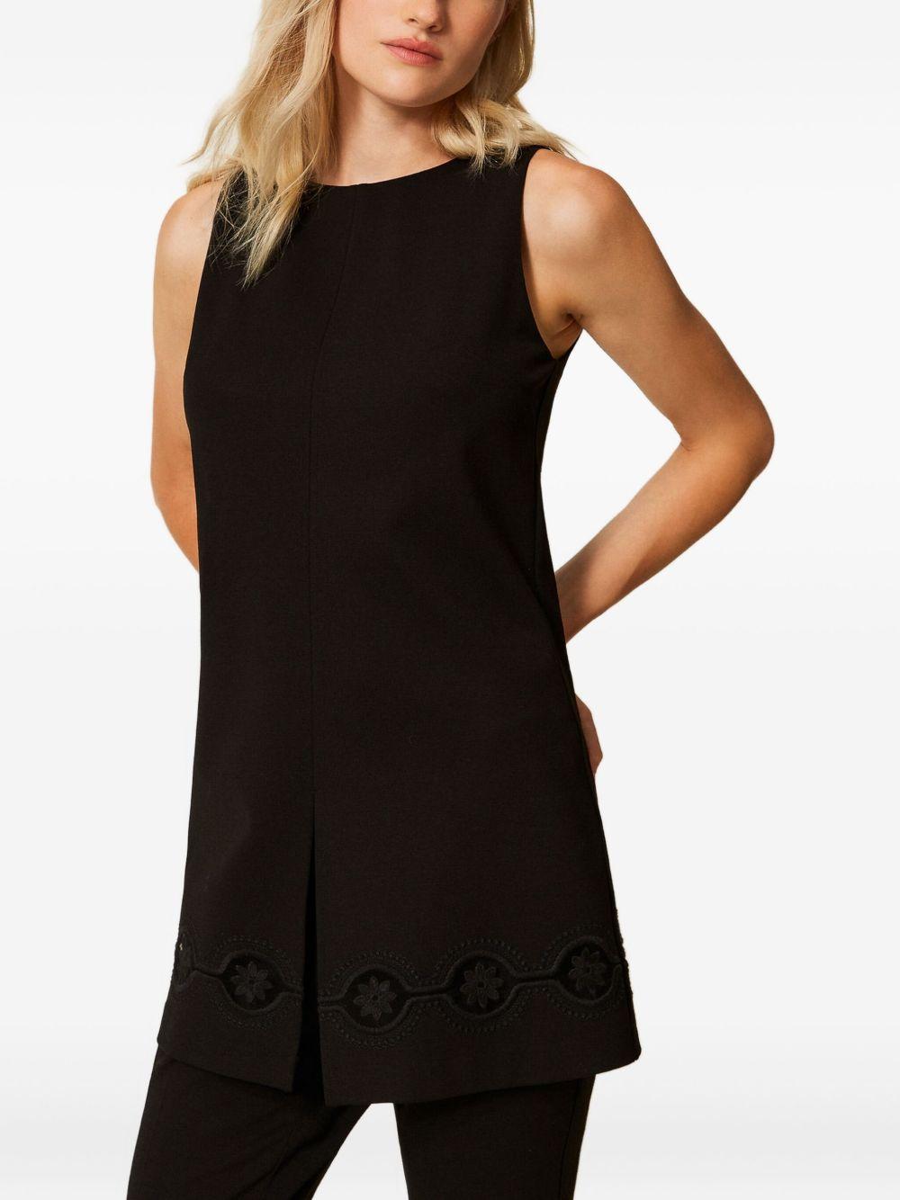 Tunica Donna Nera con Ricamo a Fiori 252TP2103 00006 TWINSET 