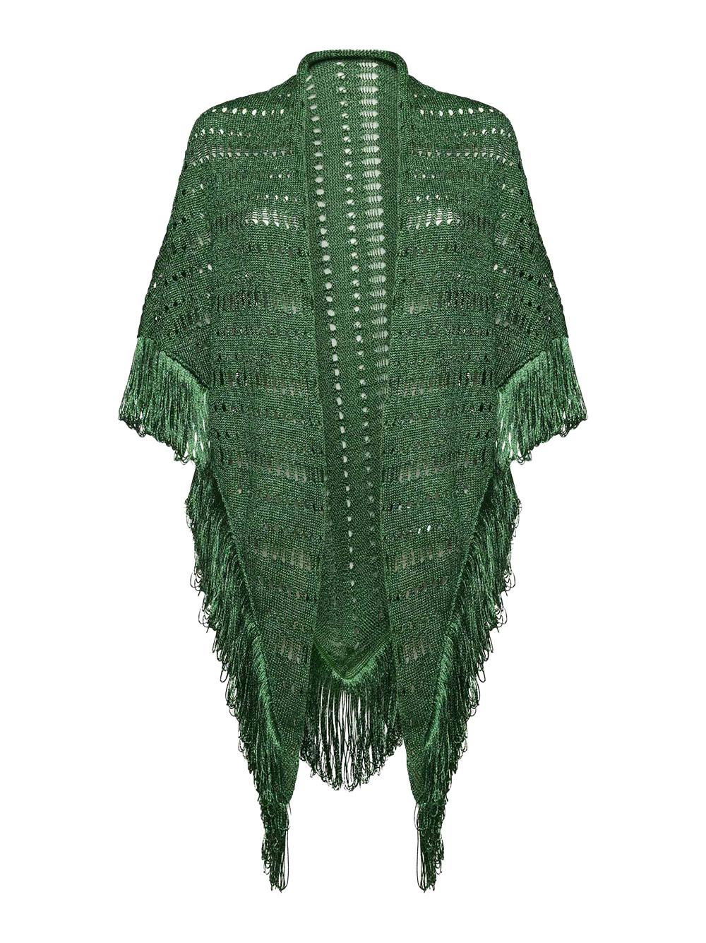 Scialle verde in lurex maxi frange P25CPSLO0401 V0723 SIMONA CORSELLINI 