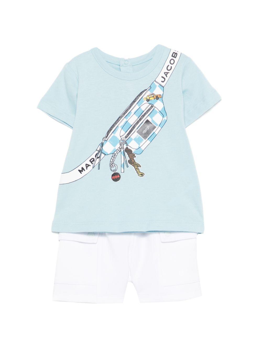 Completo t-shirt e shorts in cotone con stampa W60816# 77B MARC JACOBS KIDS 