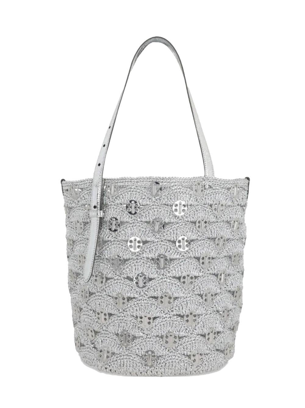 BORSA TOTE ARGENTO IN RAFIA LUREX