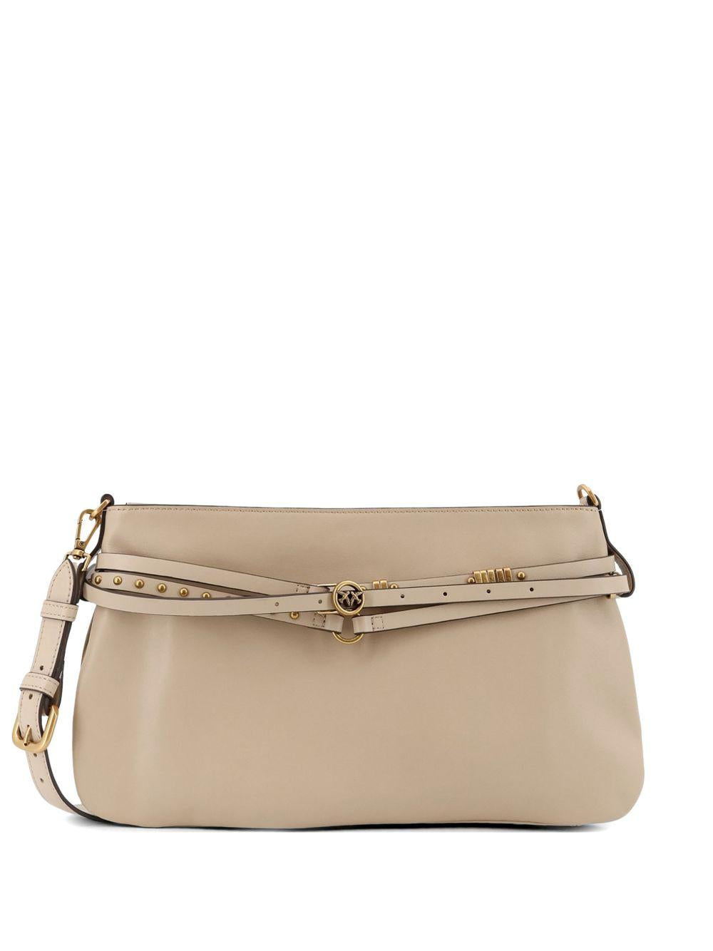 Borsa a spalla in pelle con borchie 106176A0QO C50Q PINKO 