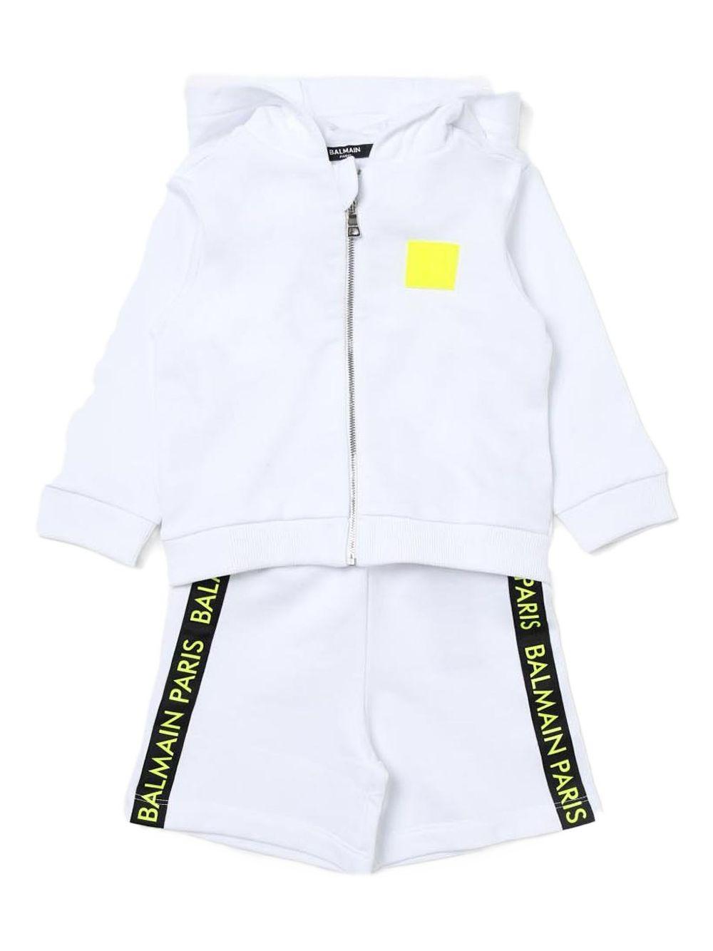Completo neonato bianco con bande laterali neonato BU3610Z0081 100GL BALMAIN KIDS 