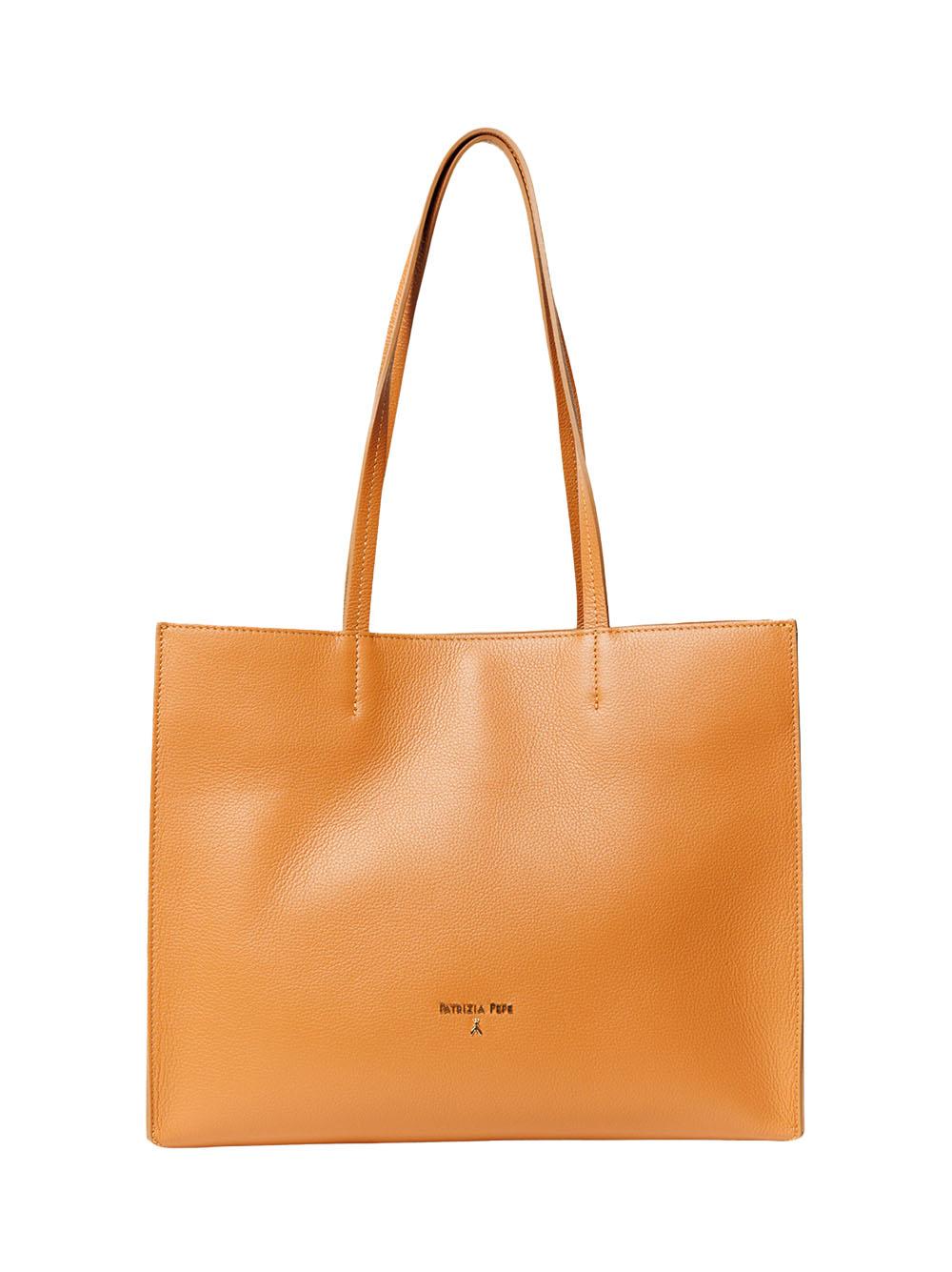 Borsa shopping in pelle martellata cuoio