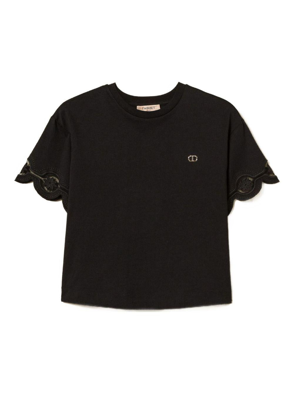 T-shirt Nera con Orlo a s Smerlo 252TP2500 00006 TWINSET 