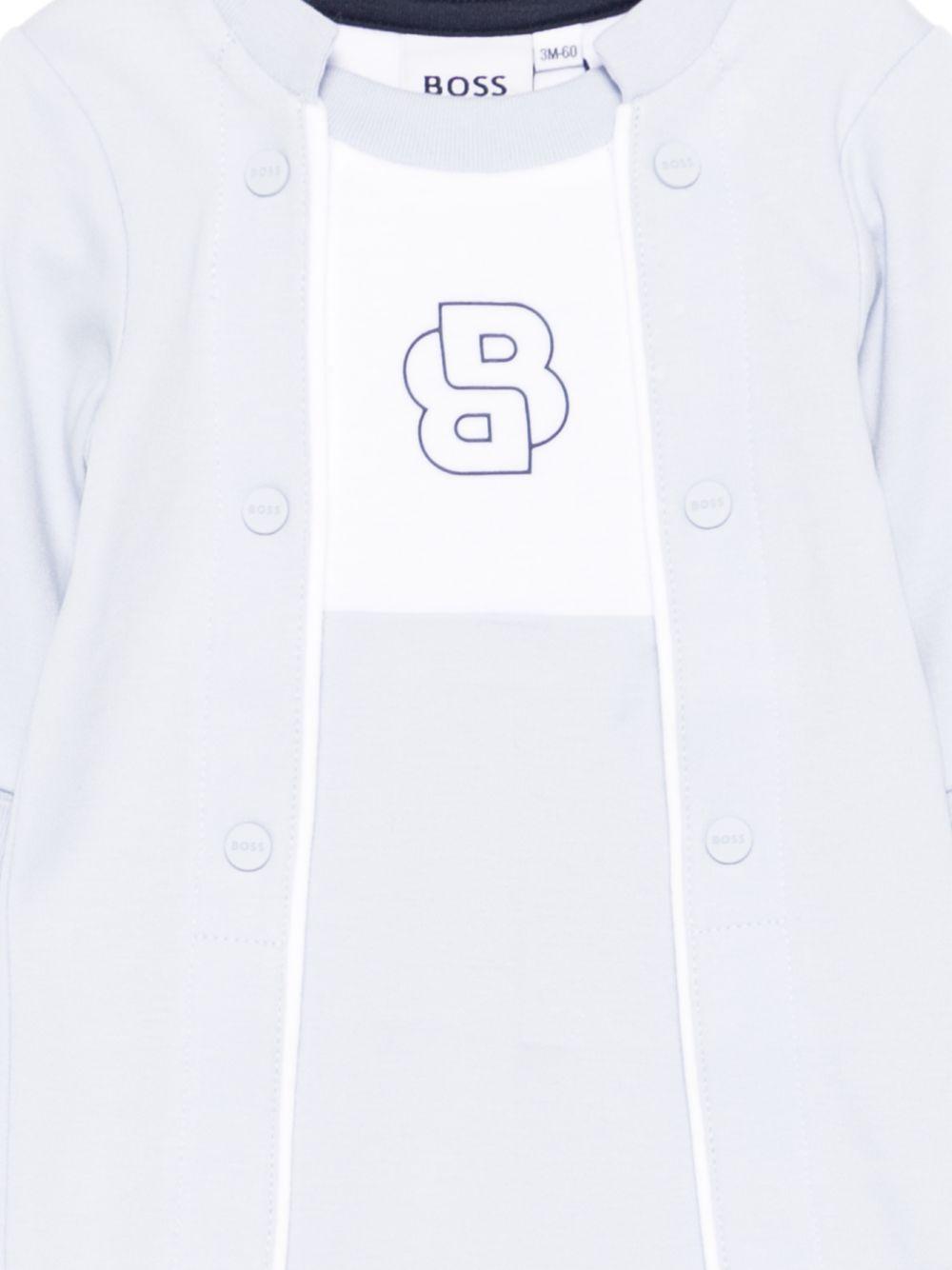 Tutina con piedini con logo ricamato J53046 771 BOSS KIDSWEAR 