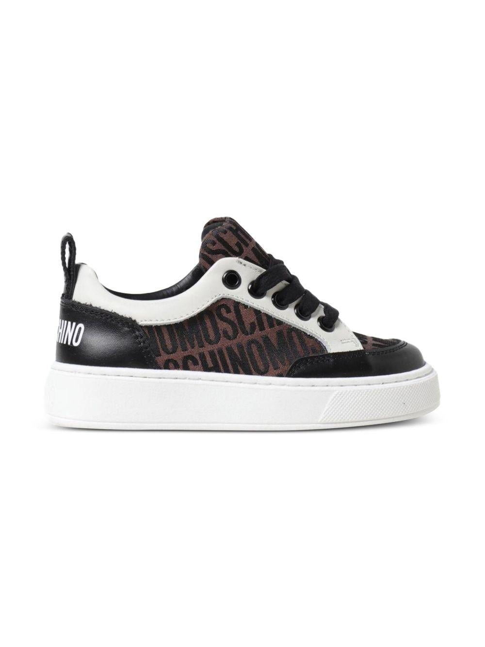 Sneakers marroni logo all-over 78695 2 MOSCHINO KIDS 