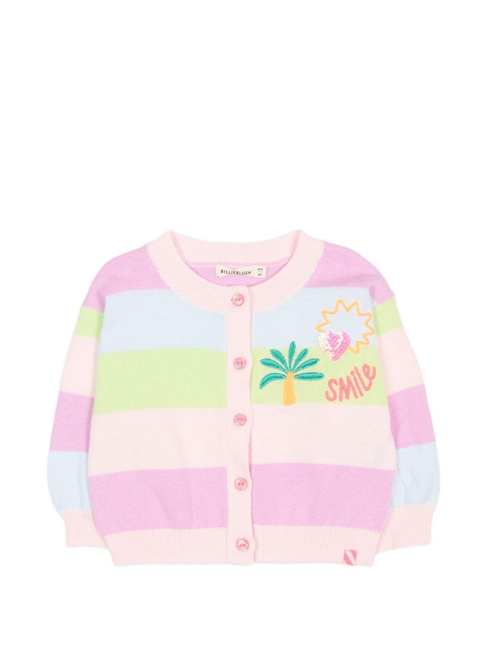 Cardigan a righe con ricami U22181 Z41 BILLIE BLUSH KIDS 