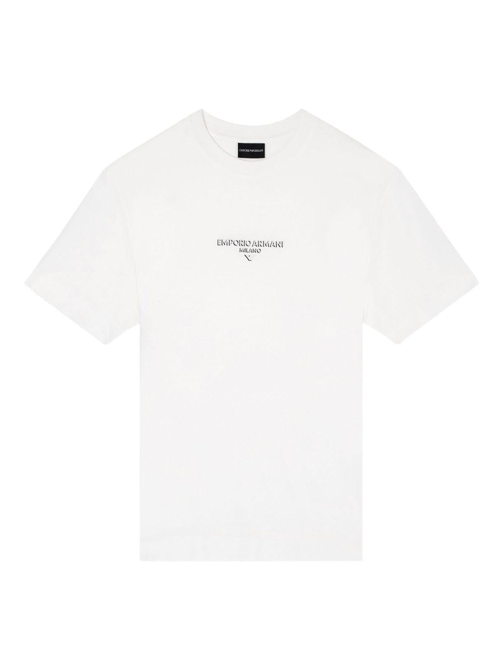 T-shirt bianca con logo ricamato EM002838AF10761 U0003 EMPORIO ARMANI 