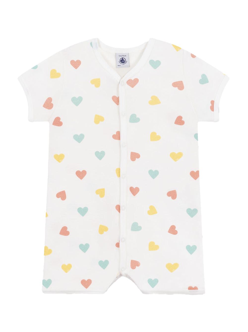 Tutina bianca con cuori multicolor all-over A0CZ8 01 PETIT BATEAU KIDS 