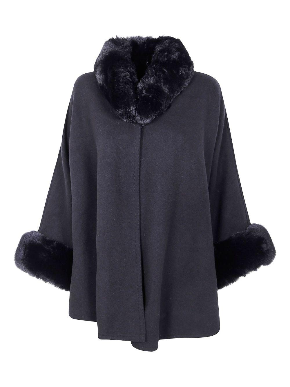 Mantella Nera con Dettagli in Pelliccia 252TO5130 00006 TWINSET 