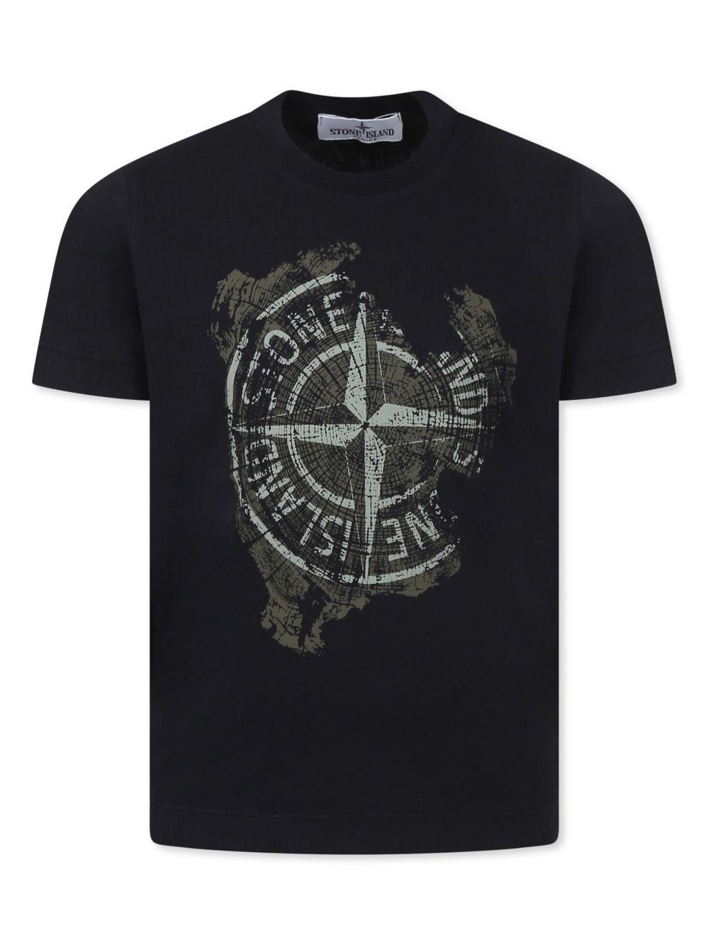 T-shirt nera big logo Compass