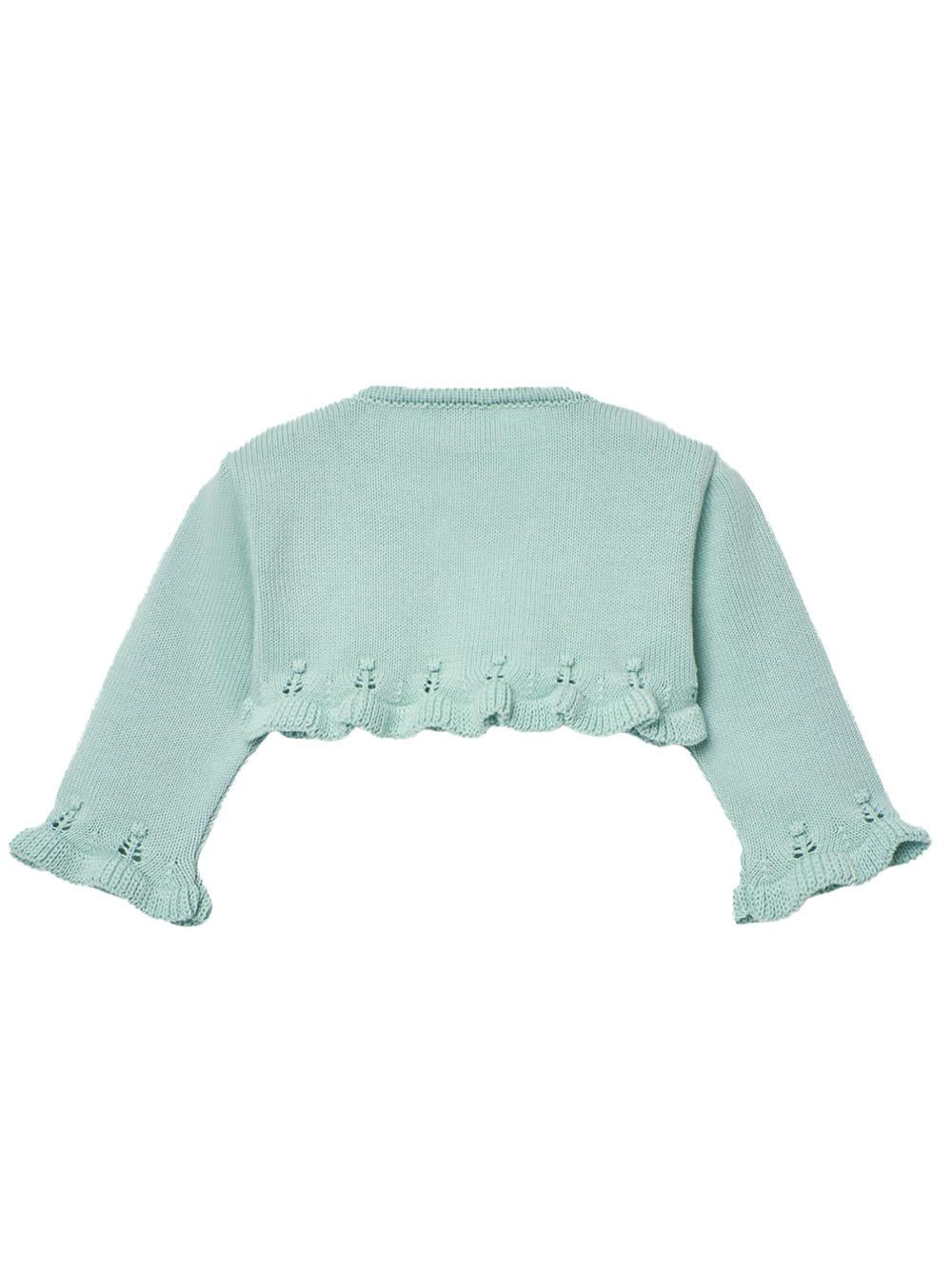 Cardigan crop verde acqua con ricami