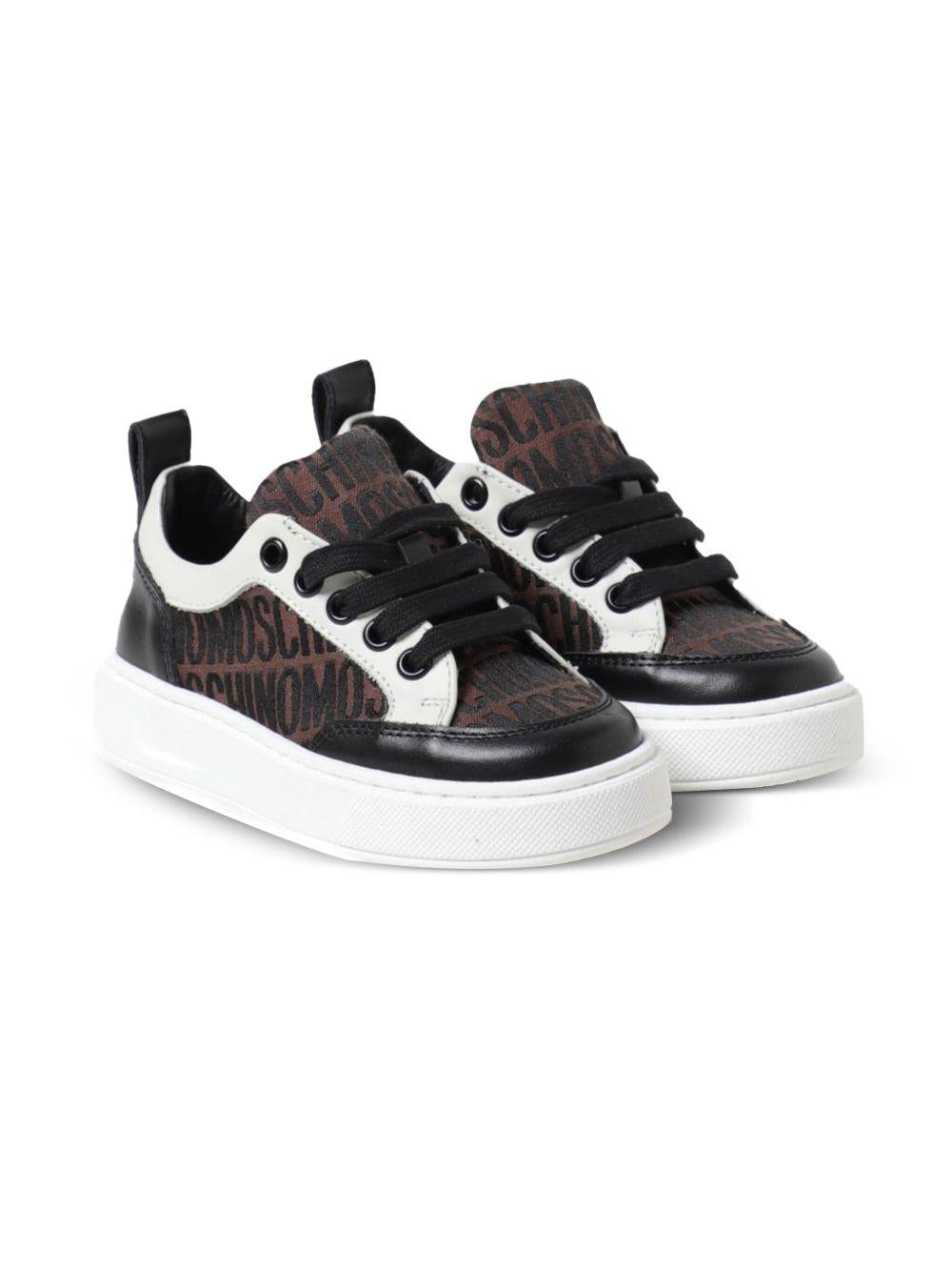 Sneakers marroni logo all-over 78695 2 MOSCHINO KIDS 