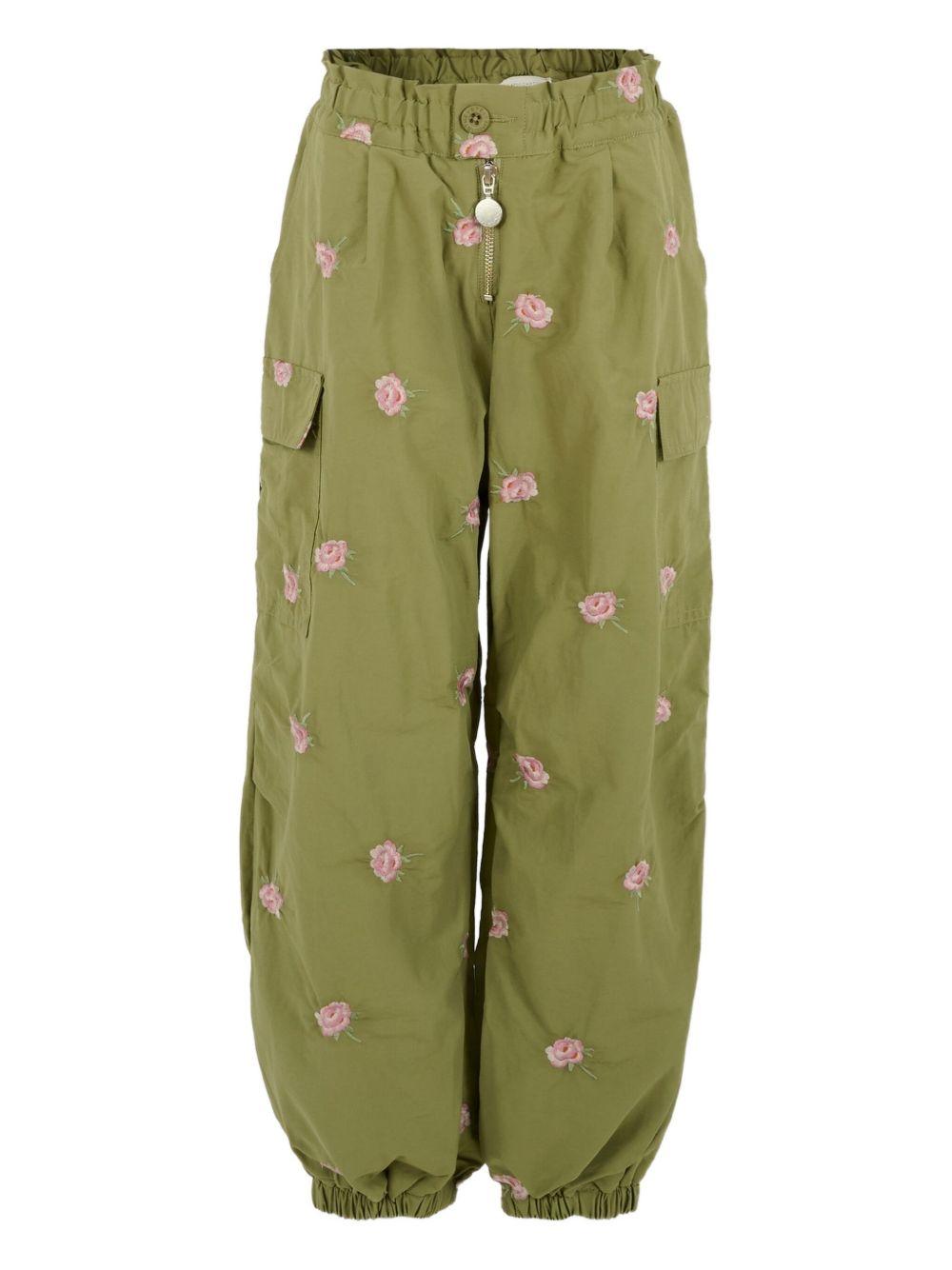 Pantaloni Cargo Verdi per Bambini con Ricamo a Rose TX6D20Z3054 727EM STELLA MCCARTNEY KIDS 