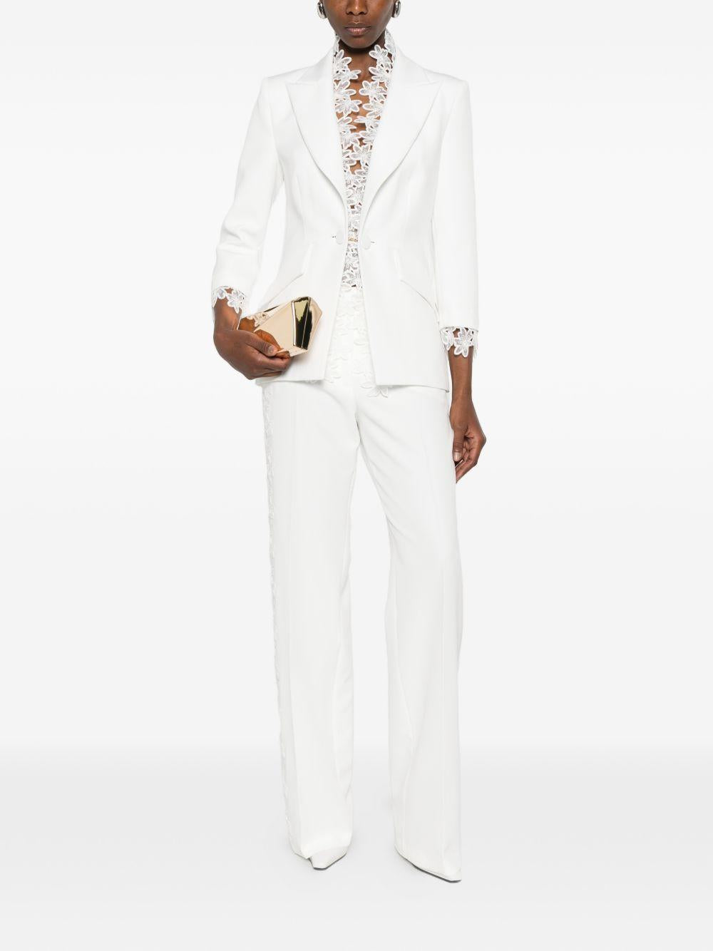 Blazer monopetto con profili in pizzo WS00702 BIANCO BABYLON COLLECTION 