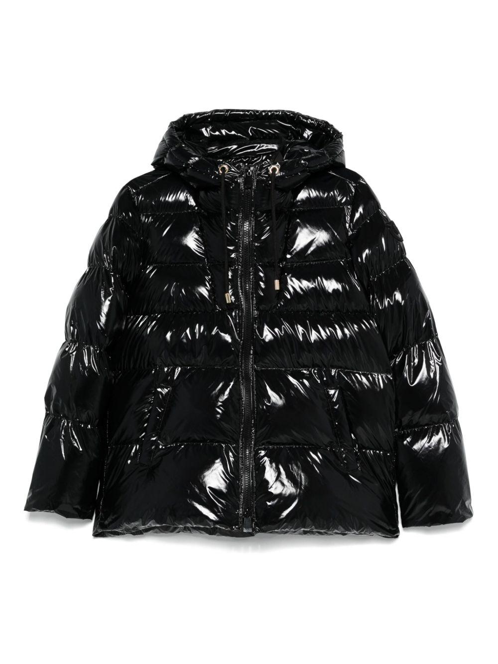 Piumino nero trapuntato con cappuccio 101597A2P7 Z99 PINKO 