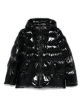 Black quilted down jacket with hood