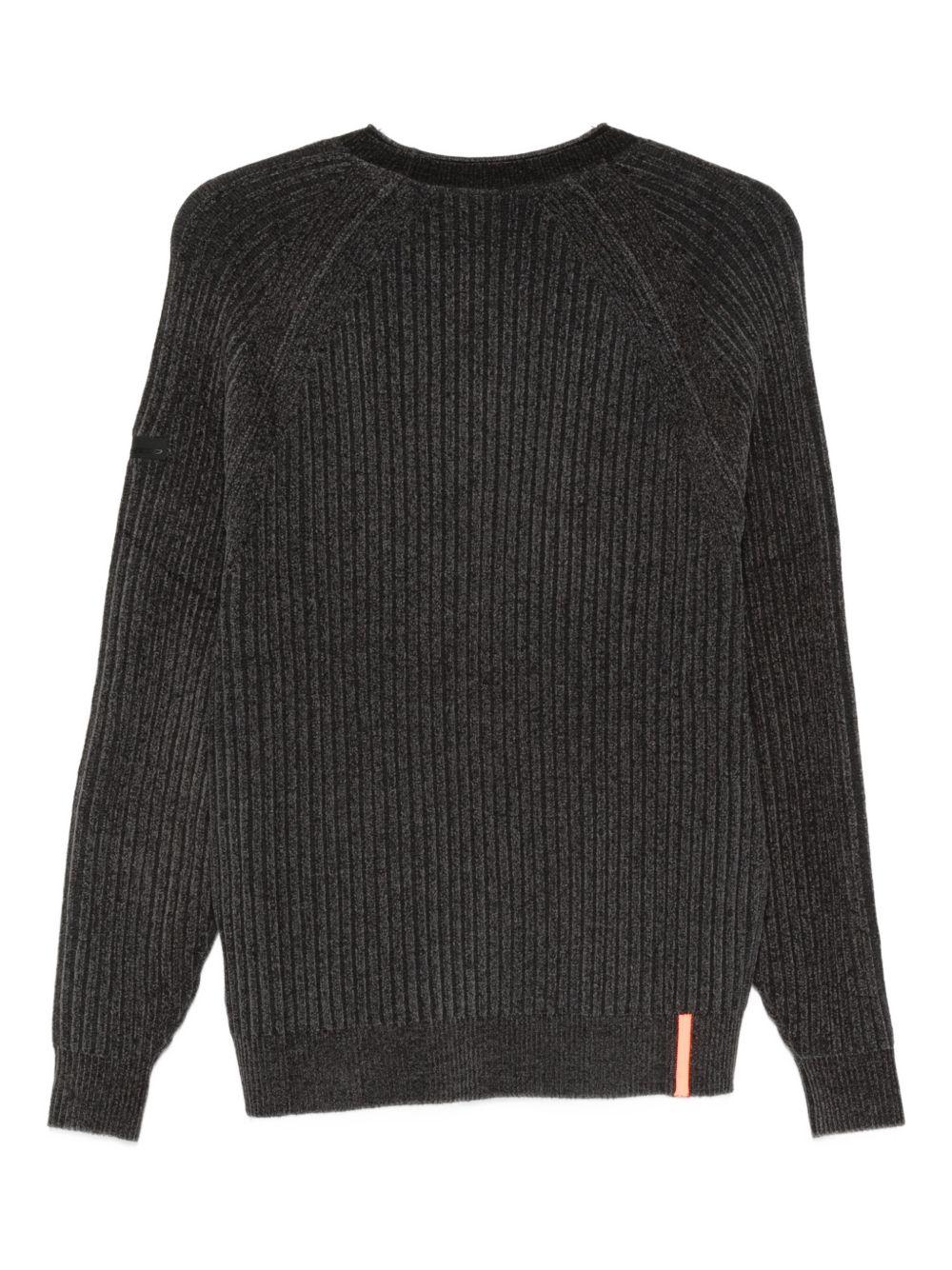 Maglione grigio scuro girocollo in maglia a coste W25137 11 RRD 