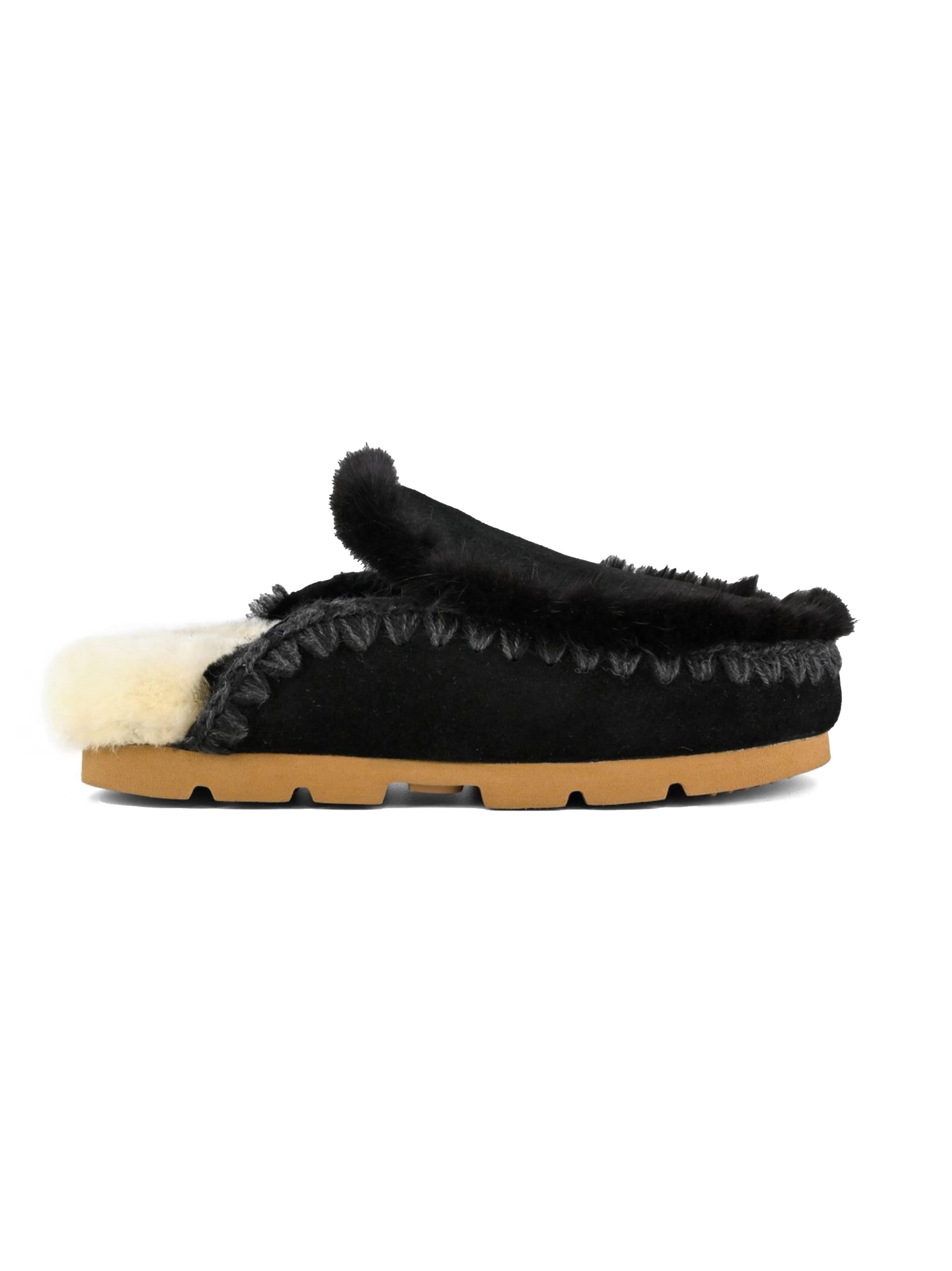 Pantofola winter bio in pelliccia nera MUFW431004A BKBK MOU 