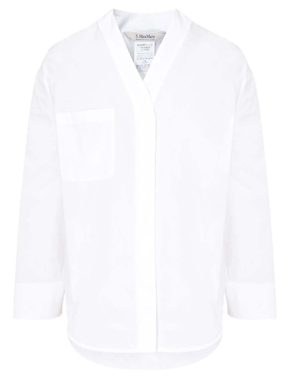 Yole white V-neck cotton canvas shirt