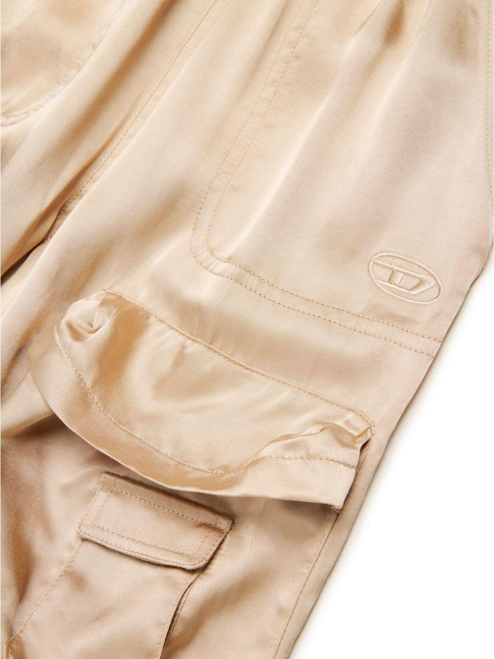 Pantalone cargo finish satinato beige