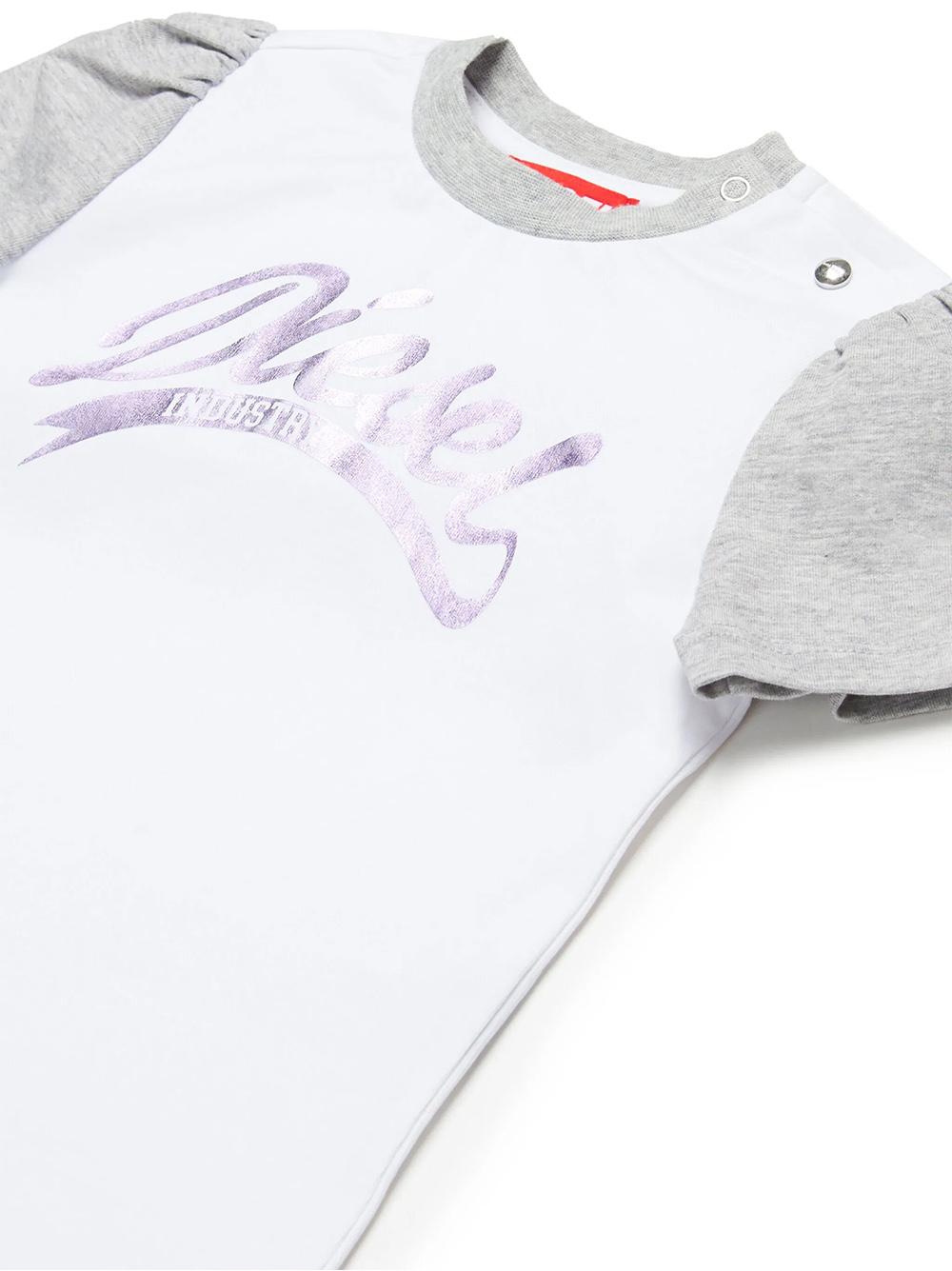 T-shirt bicolor logo lettering satin neonata