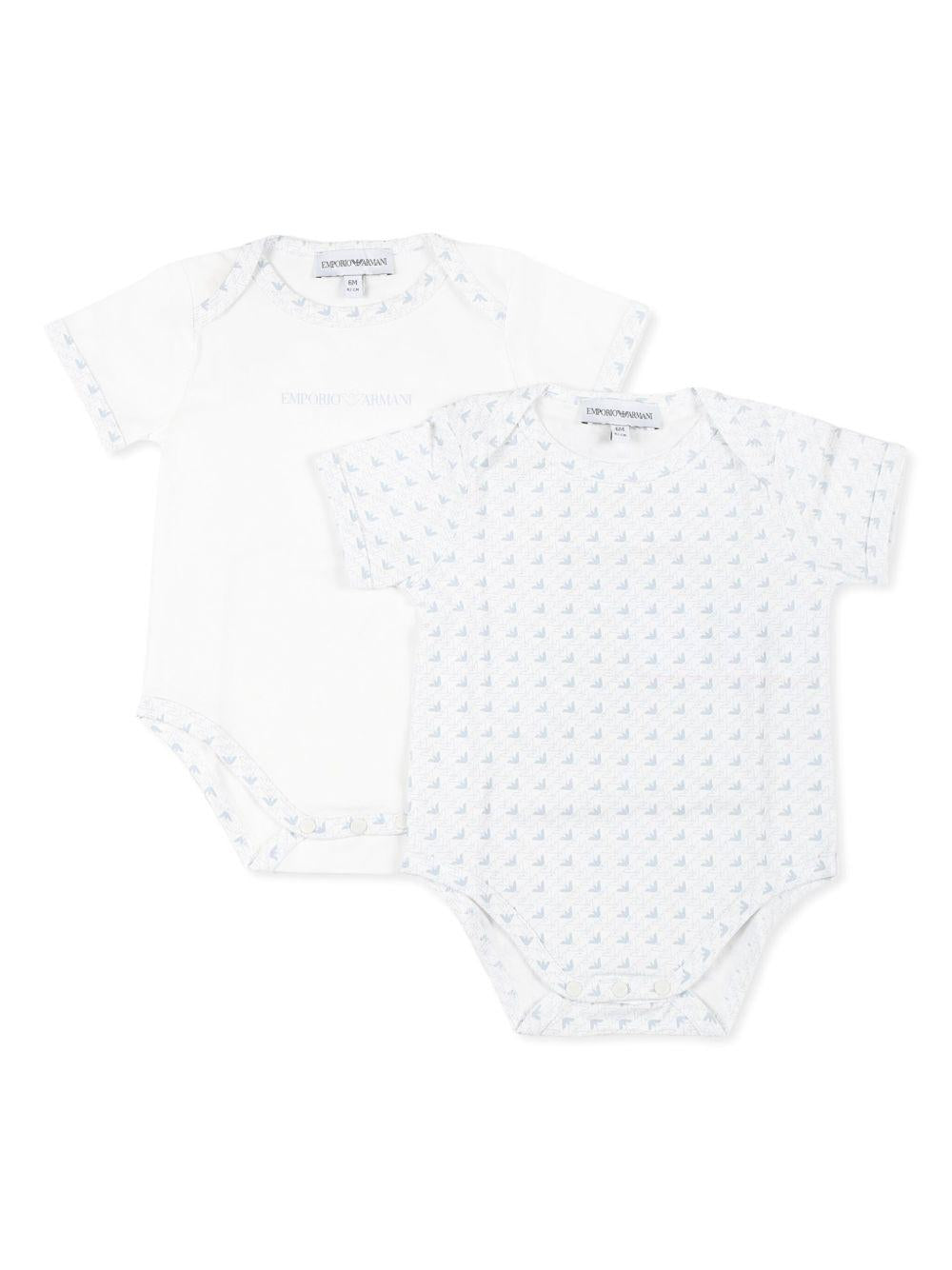 Set body azzurro logati neonato (2pz) EY000010AF10913 FB054 EMPORIO ARMANI KIDS 