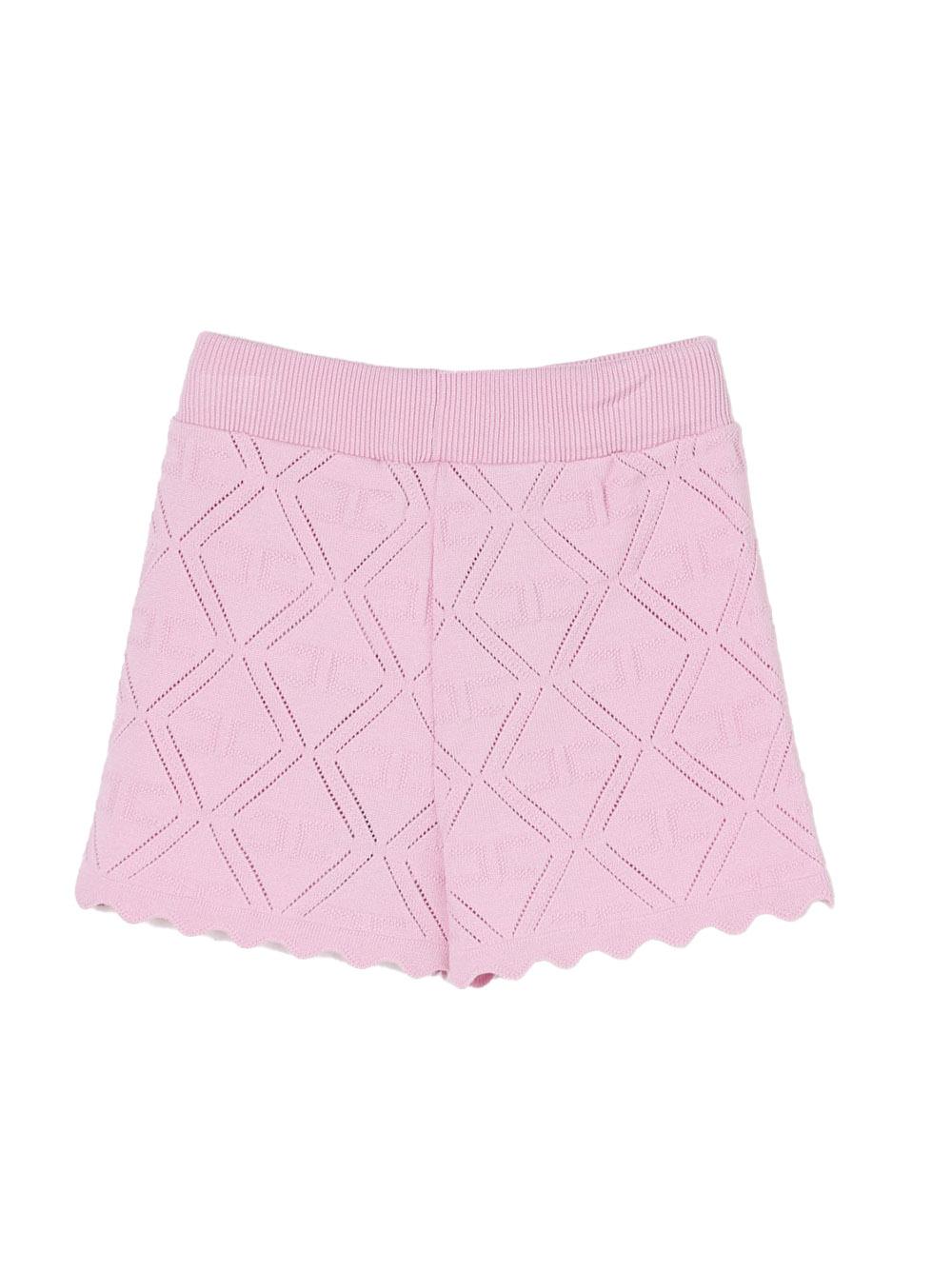 Short in maglia logo all-over rosa