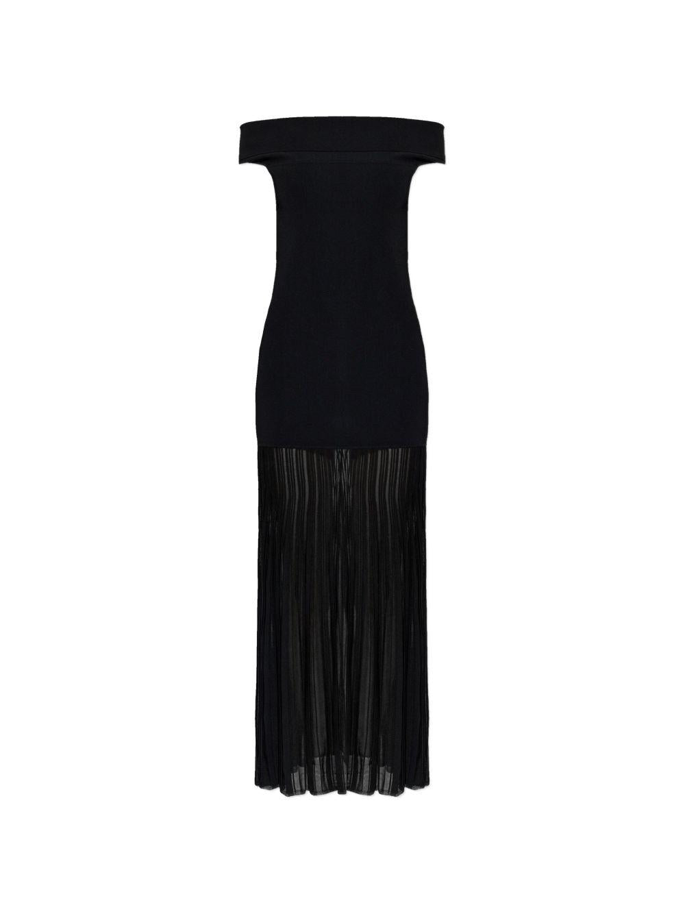 Abito maxi off-shoulder in viscosa con frange MS683HGBFD 001 MICHAEL KORS 