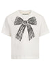 T-shirt bianca con stampa fiocco nero