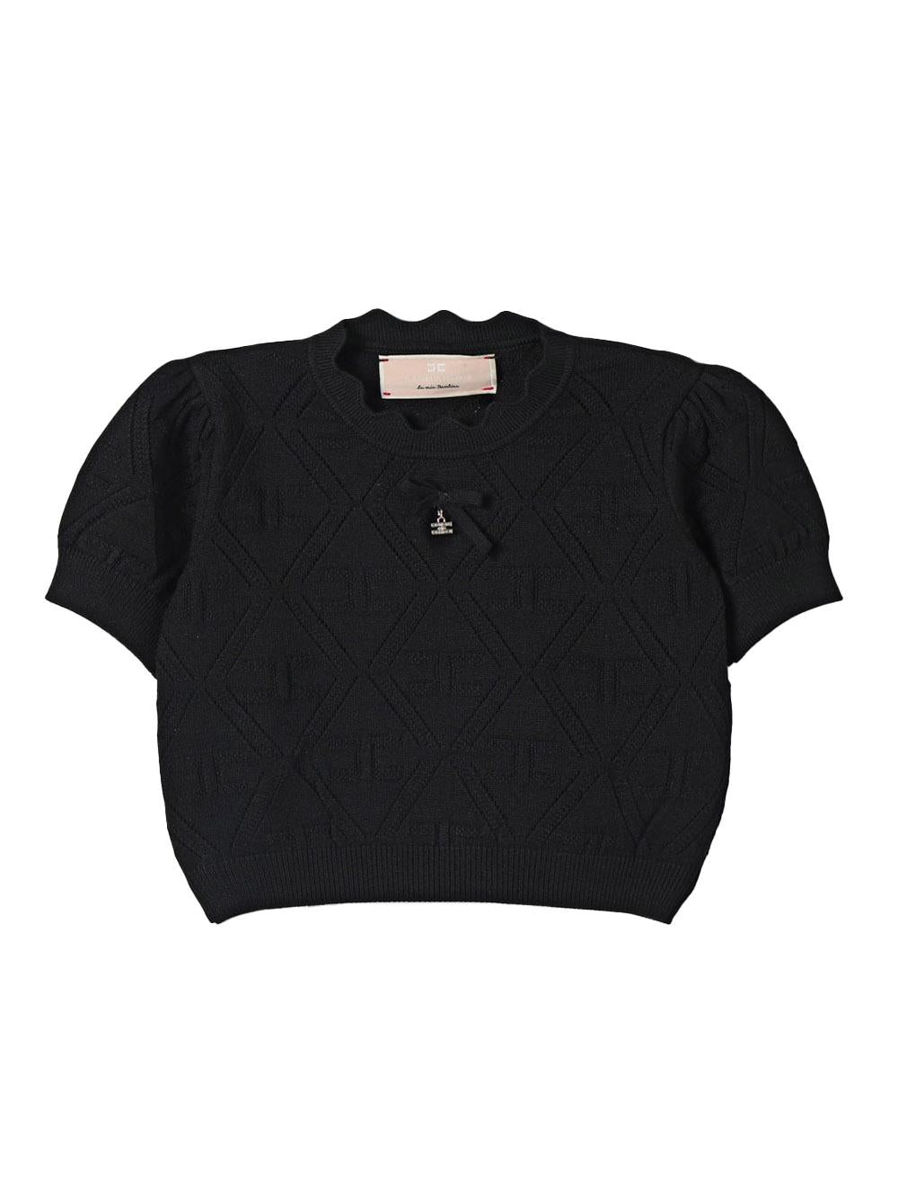 T-shirt in maglia con logo all-over EFMA159CFL060 N000 ELISABETTA FRANCHI KIDS 