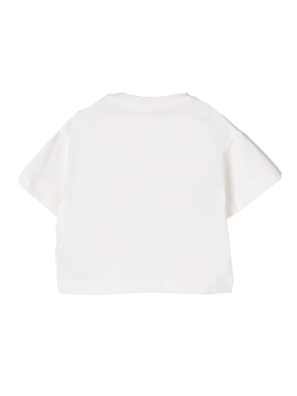 T-shirt panna ricamo logo monogram tono su tono neonata