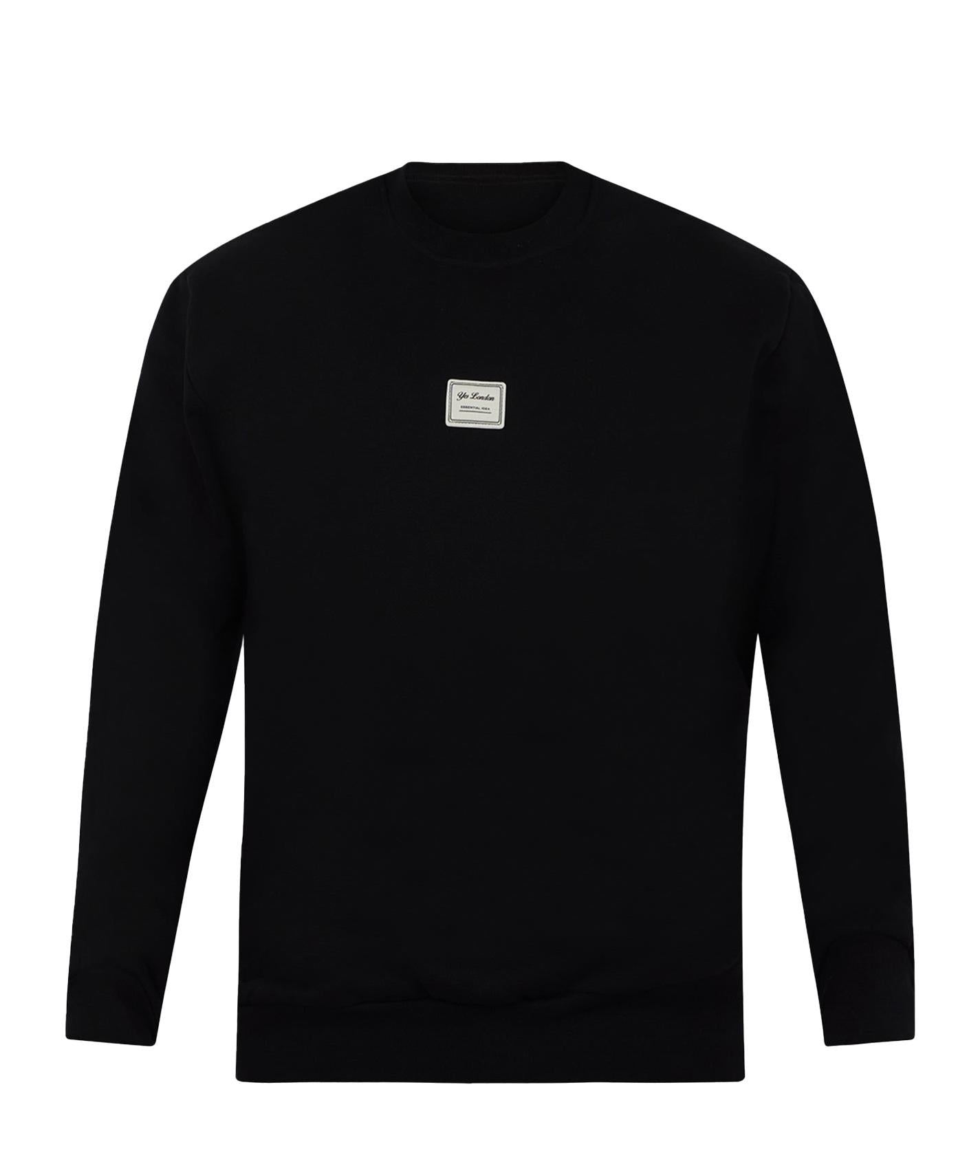 Felpa nera baisc mini patch frontale XMF3917 NERO YES LONDON 