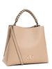 Borsa secchiello beige/rosa  manico intrecciato