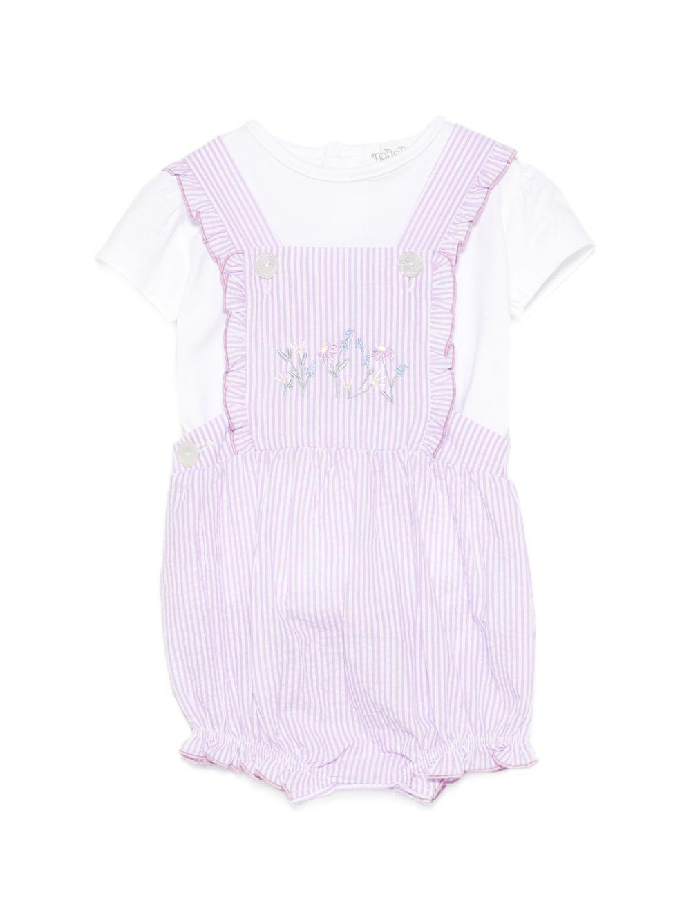 Salopette con ricami floreali in cotone E26479 LILLA NANAN KIDS 