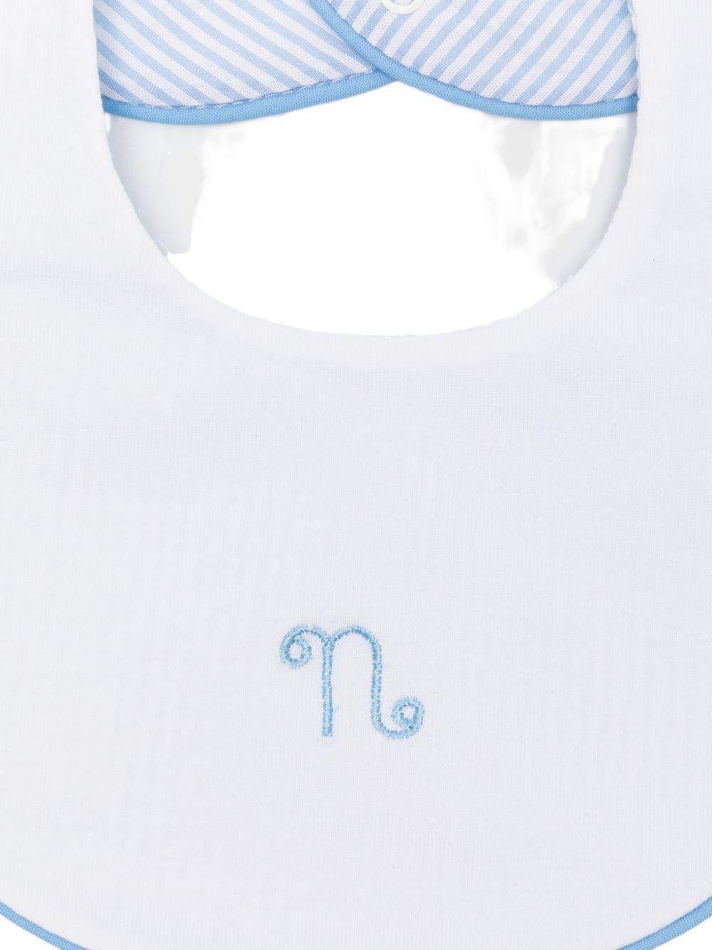 Bavaglino in cotone con fodera rigata E26130 BIANCO NANAN KIDS 